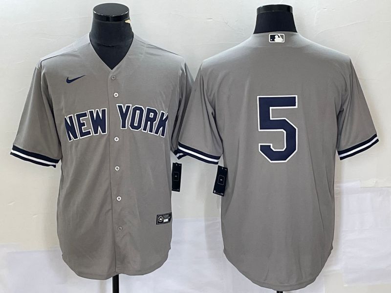 Men New York Yankees 5 No Name Grey Game Nike 2023 MLB Jersey